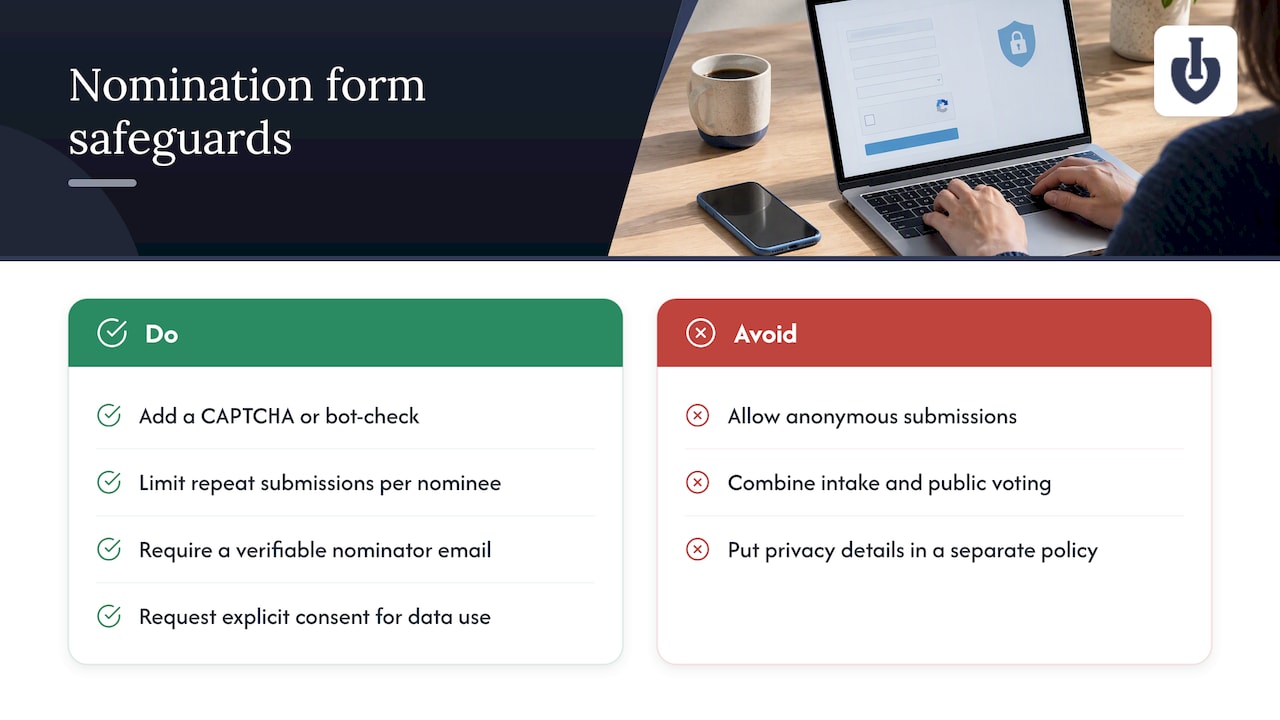 Keeping your nomination form secure from fraudulent entries — overview diagram